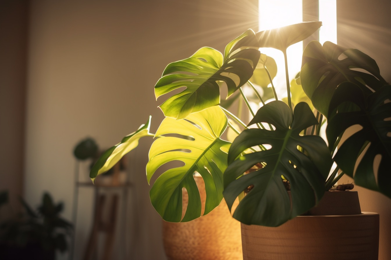 Monstera plant in a sunny room
