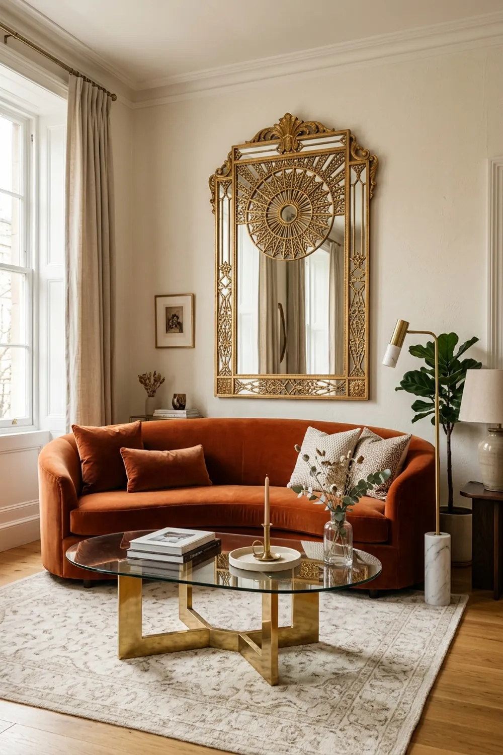 Burnt Orange with Gold Accents