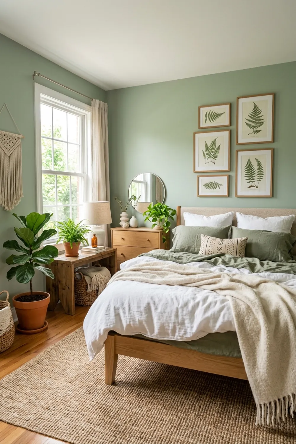 Calming Sage Green and Natural Wood