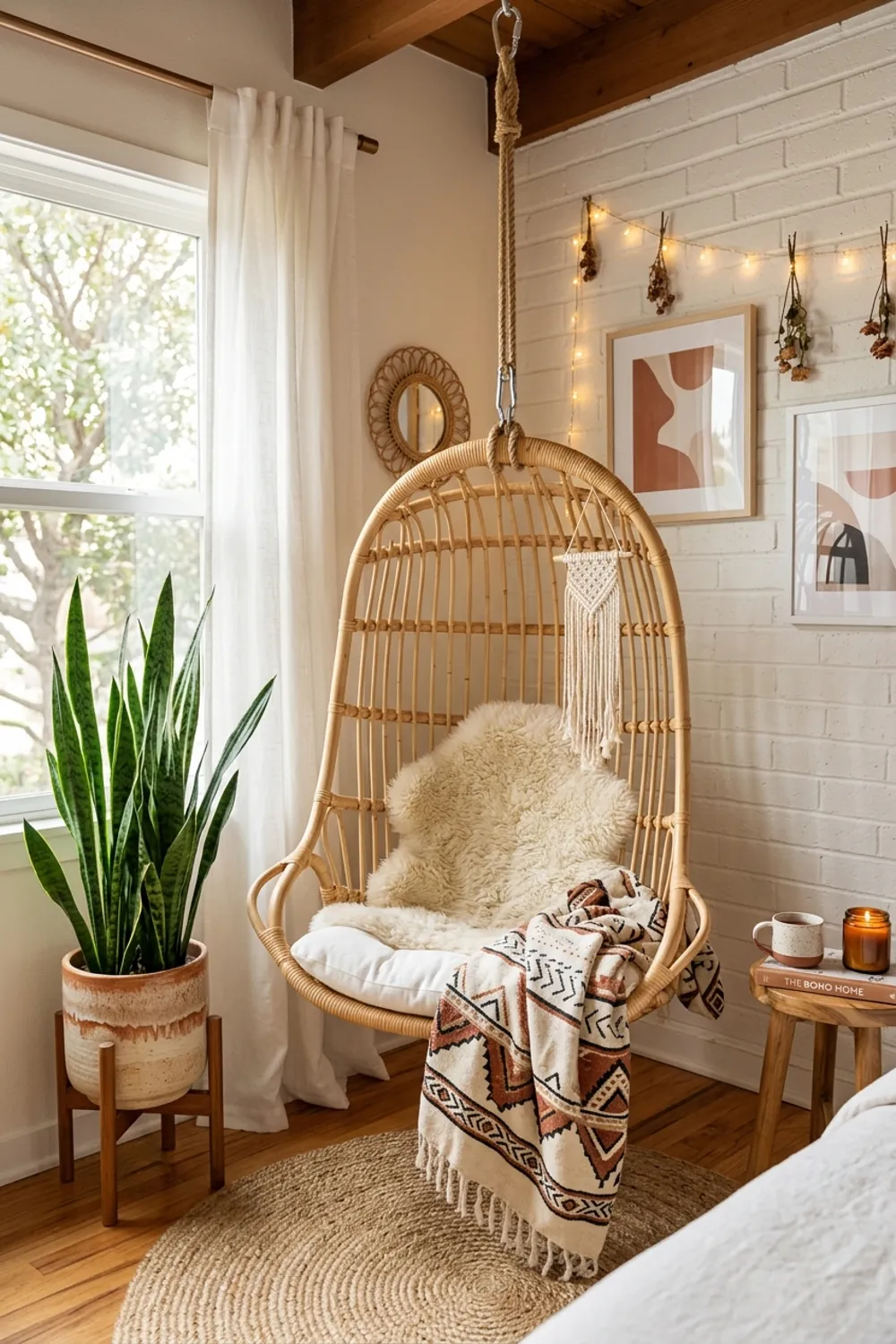 Cozy Hanging Rattan Chair Nook