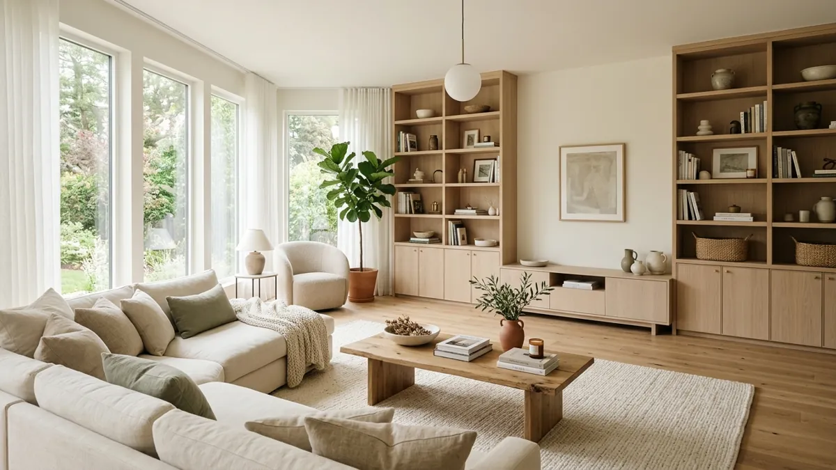 Warm Cream and Wood Living Room Ideas