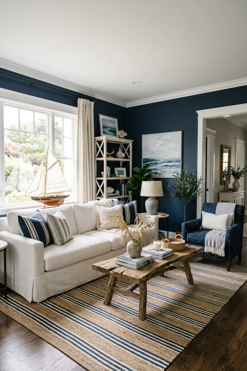 Dark Navy with Nautical Stripes