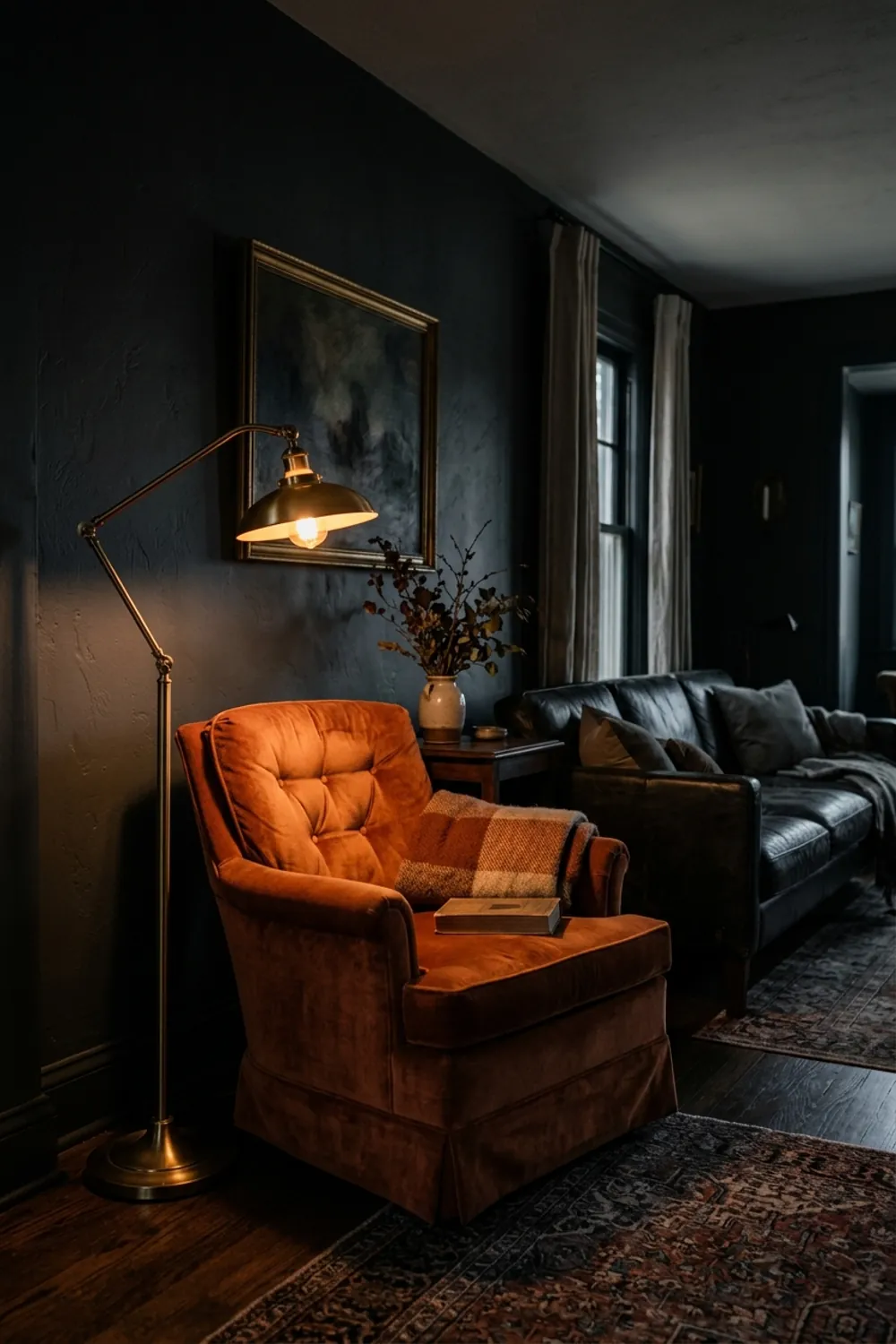Dark Walls with Orange Pops