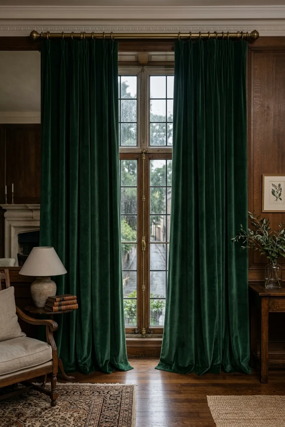 Deep Green Velvet Curtains