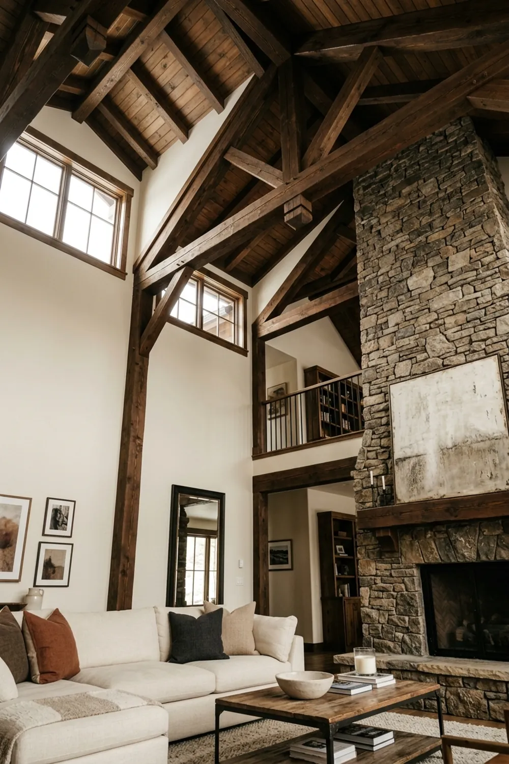 Double Height Room with Ceiling Beams