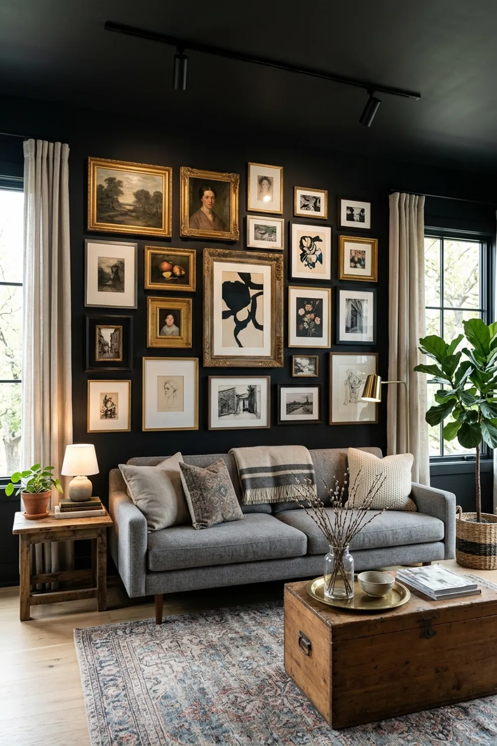 Dramatic Black with Gallery Wall