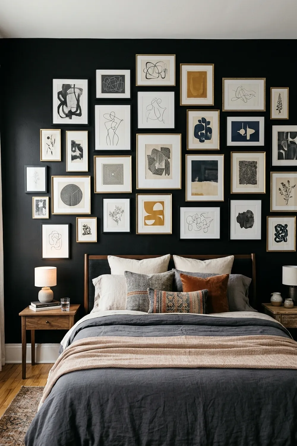 Dramatic Gallery Wall on Dark Walls