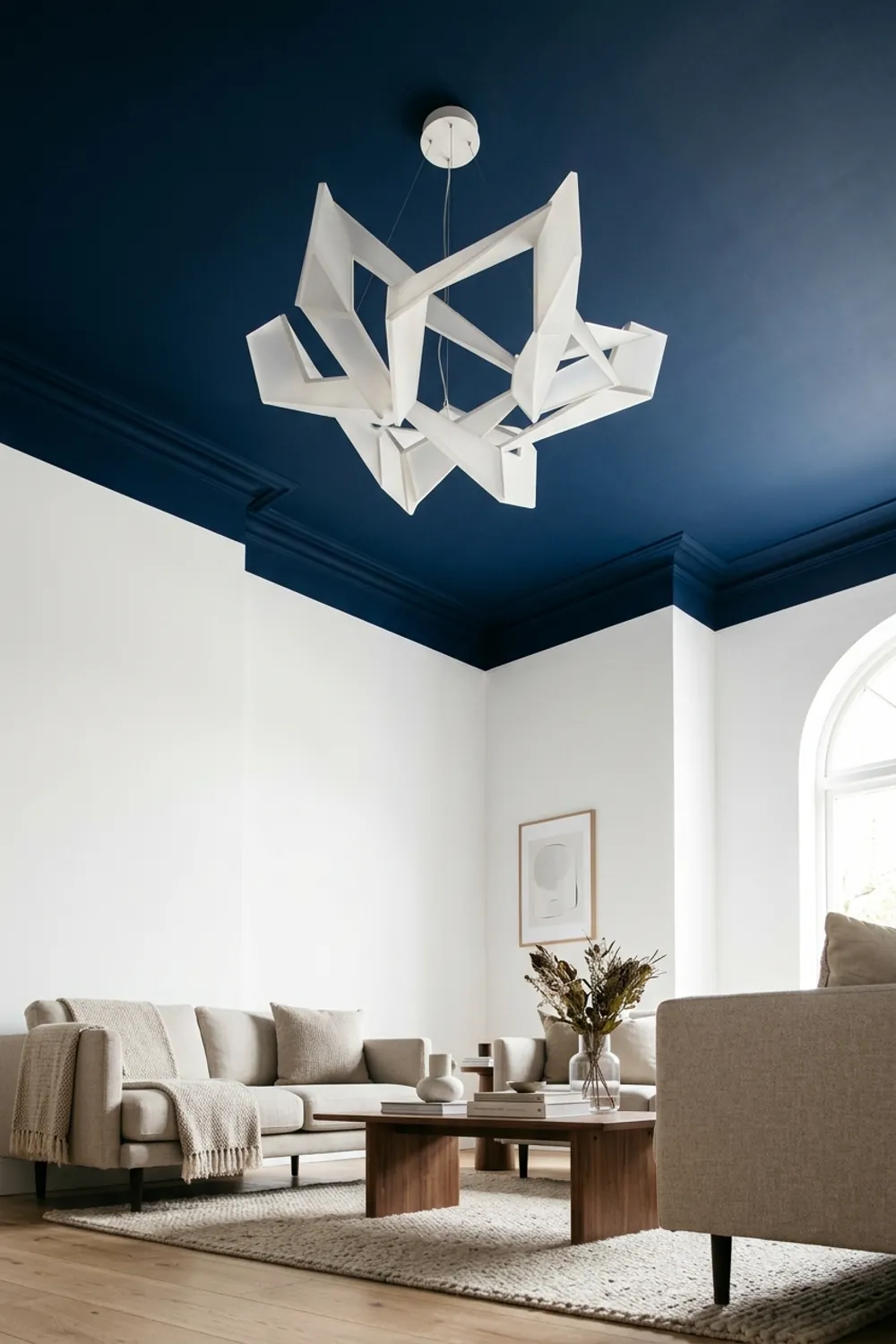 Dramatic Navy Ceiling Feature