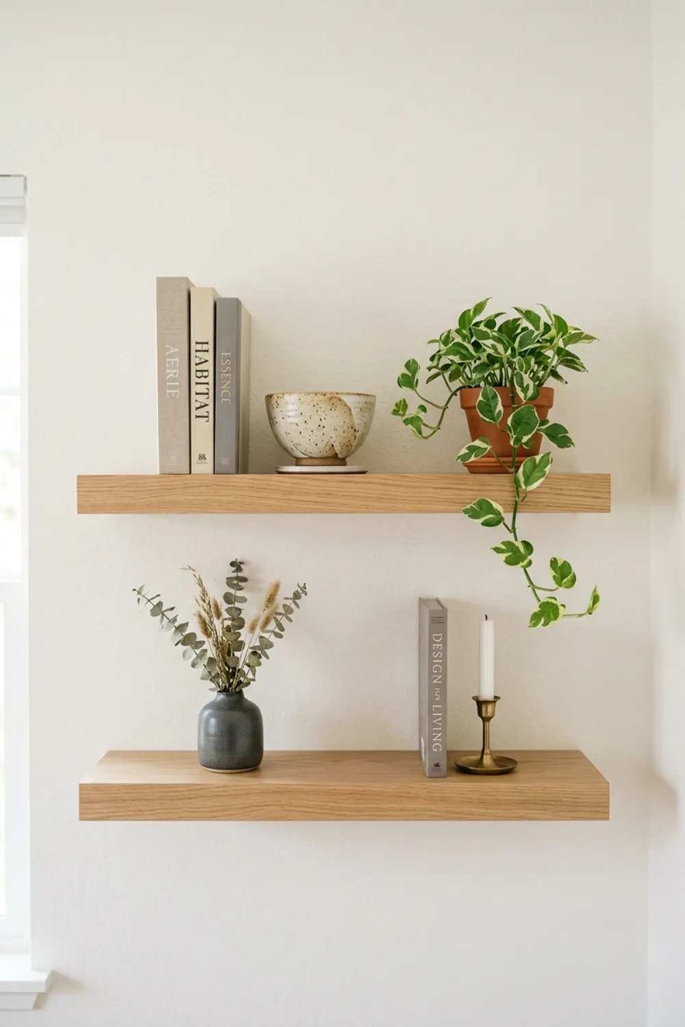Floating Shelves with Curated Decor