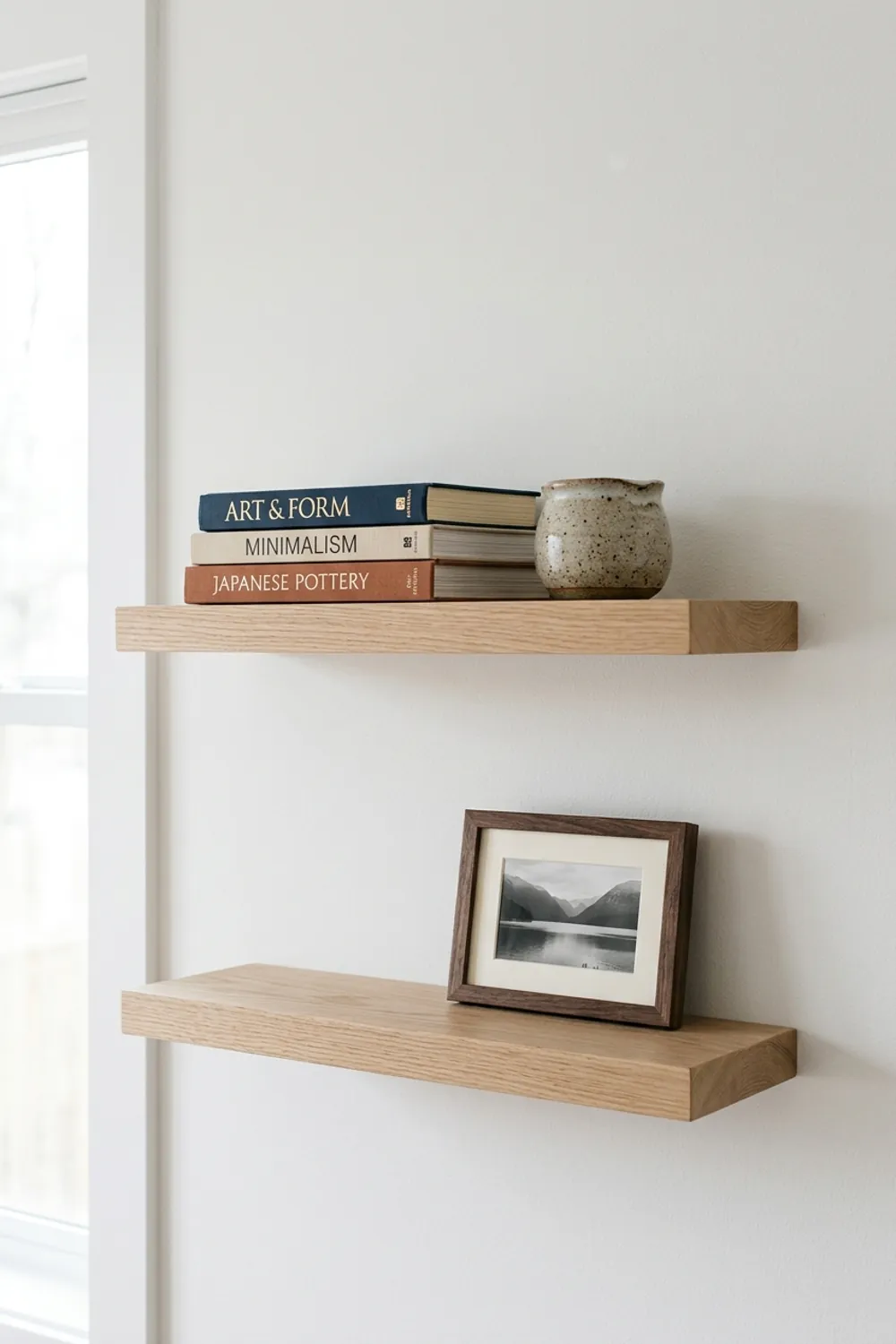 Floating Shelves with Curated Objects