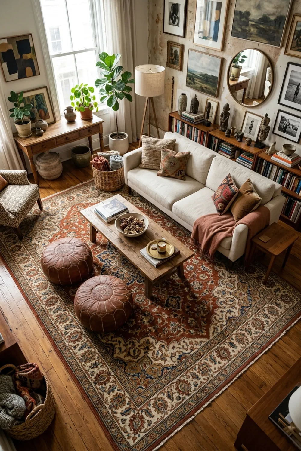 Global Inspired Rust Patterned Rug