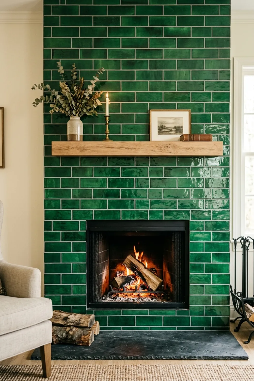 Glossy Tiled Fireplace