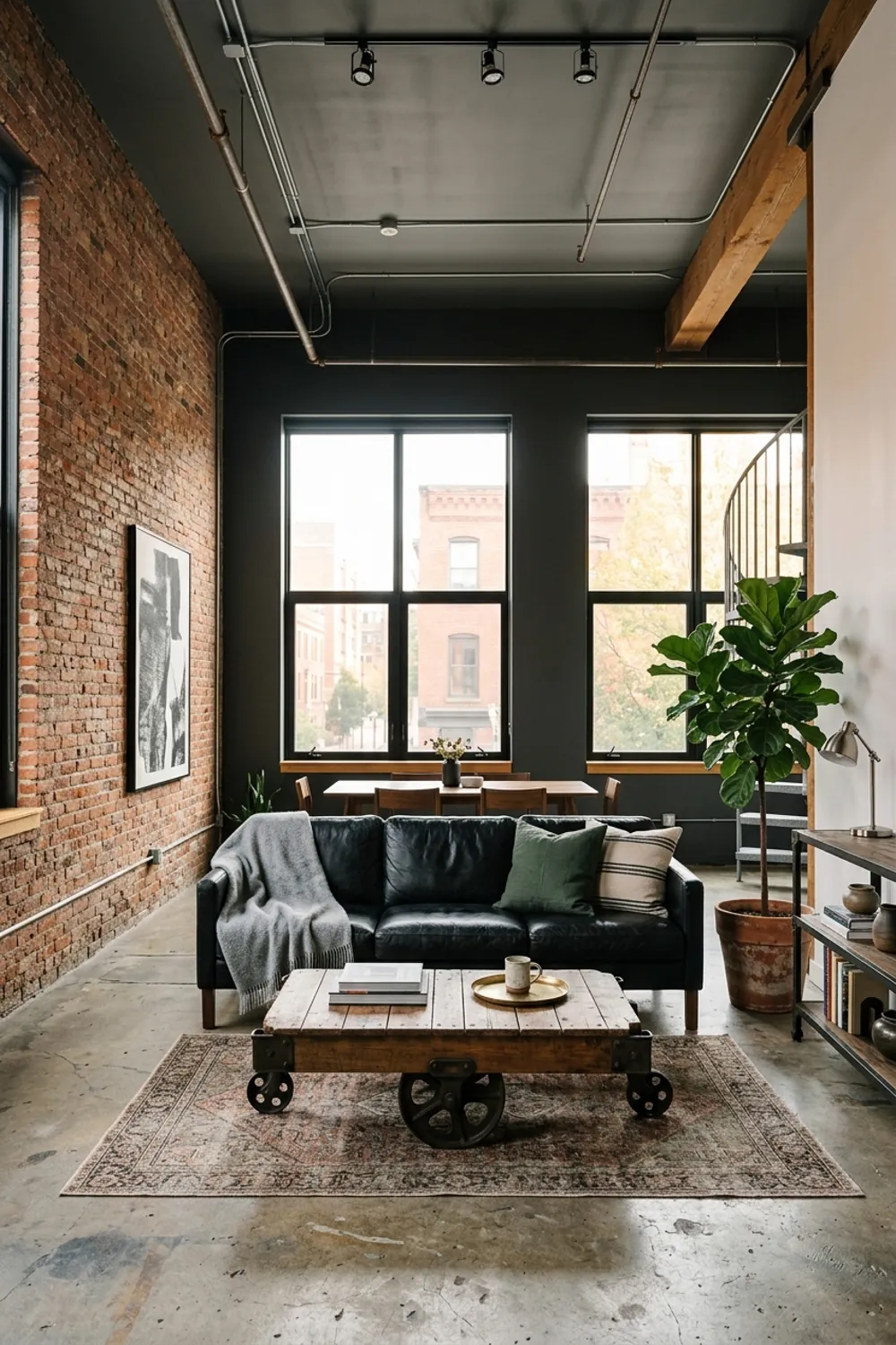 Industrial Loft with Exposed Brick