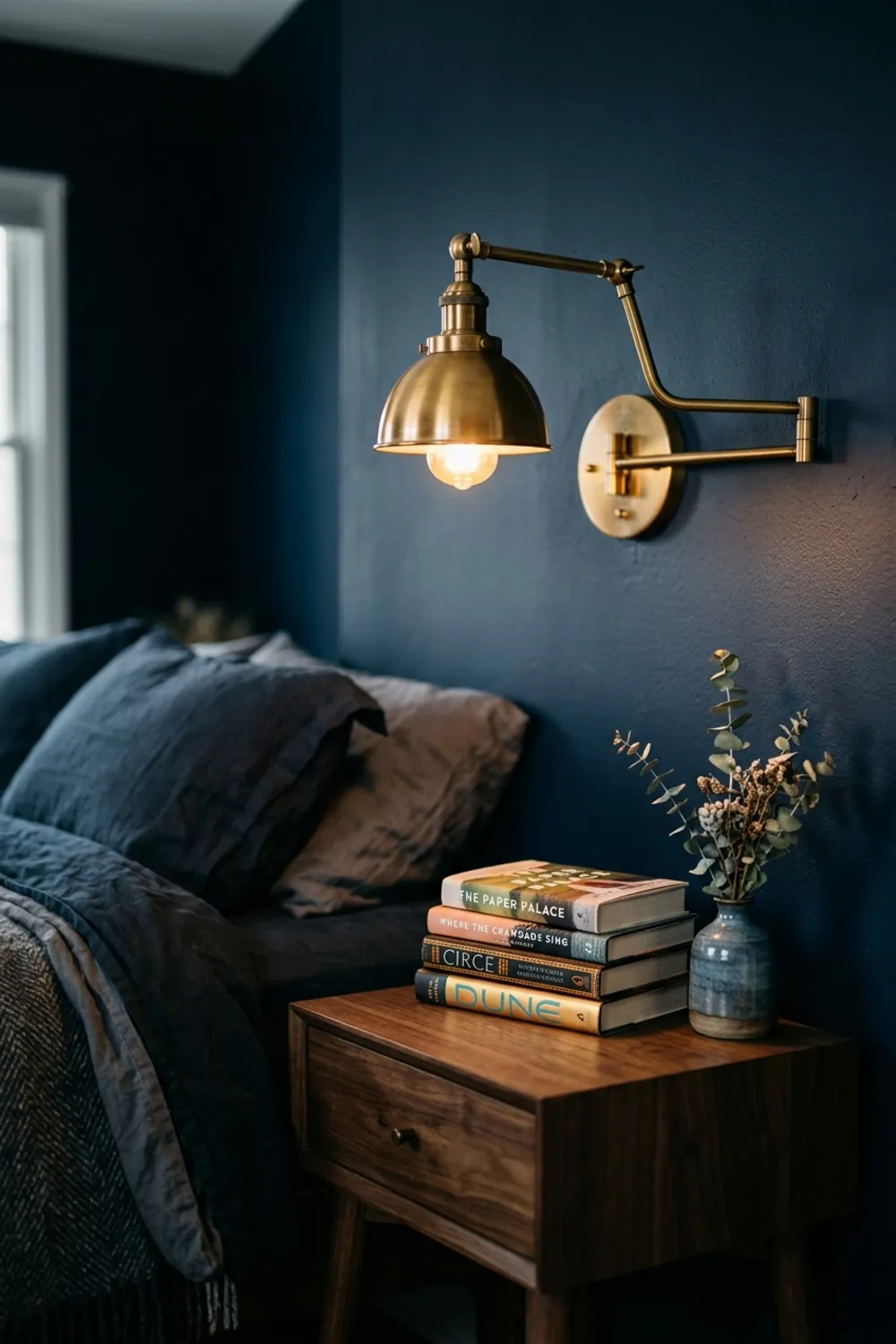 Inky Blue Walls with Polished Brass