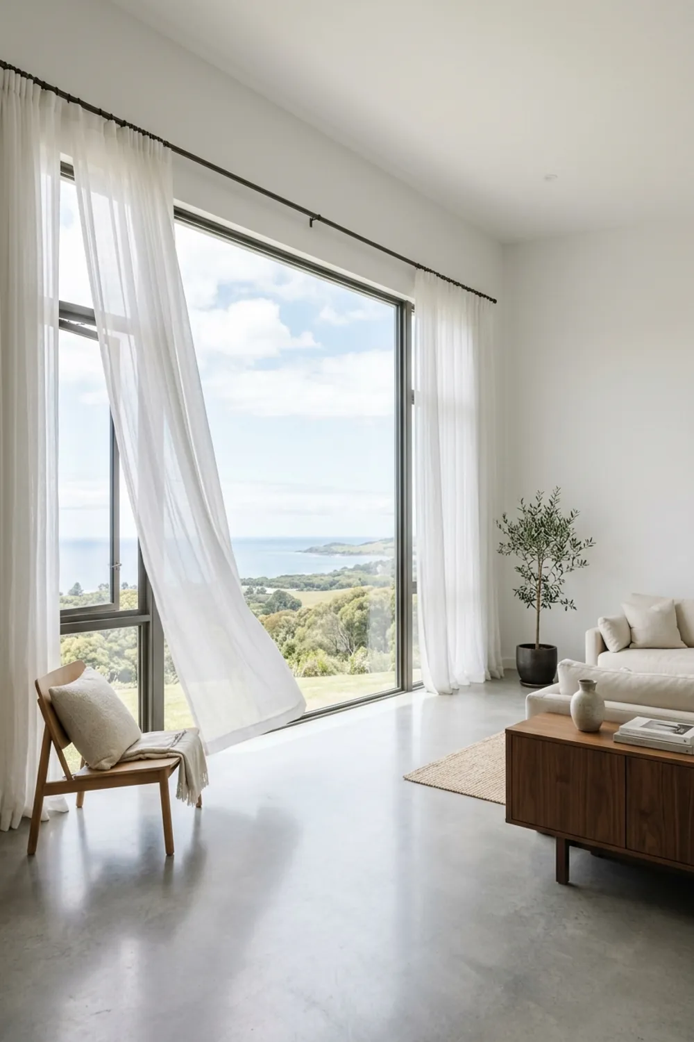 Large Window with Sheer Drapes