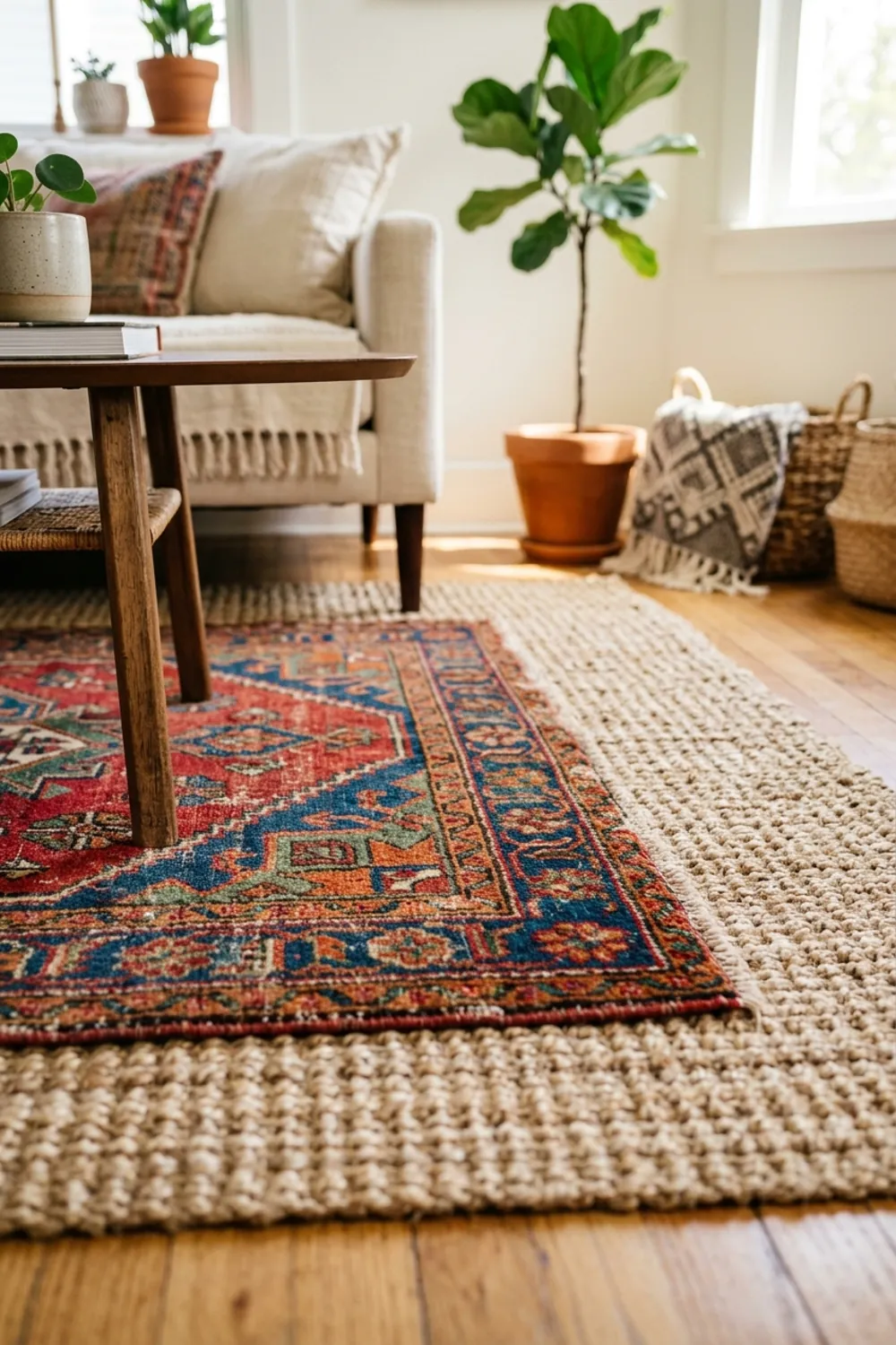 Layered Rugs on Hardwood Floors