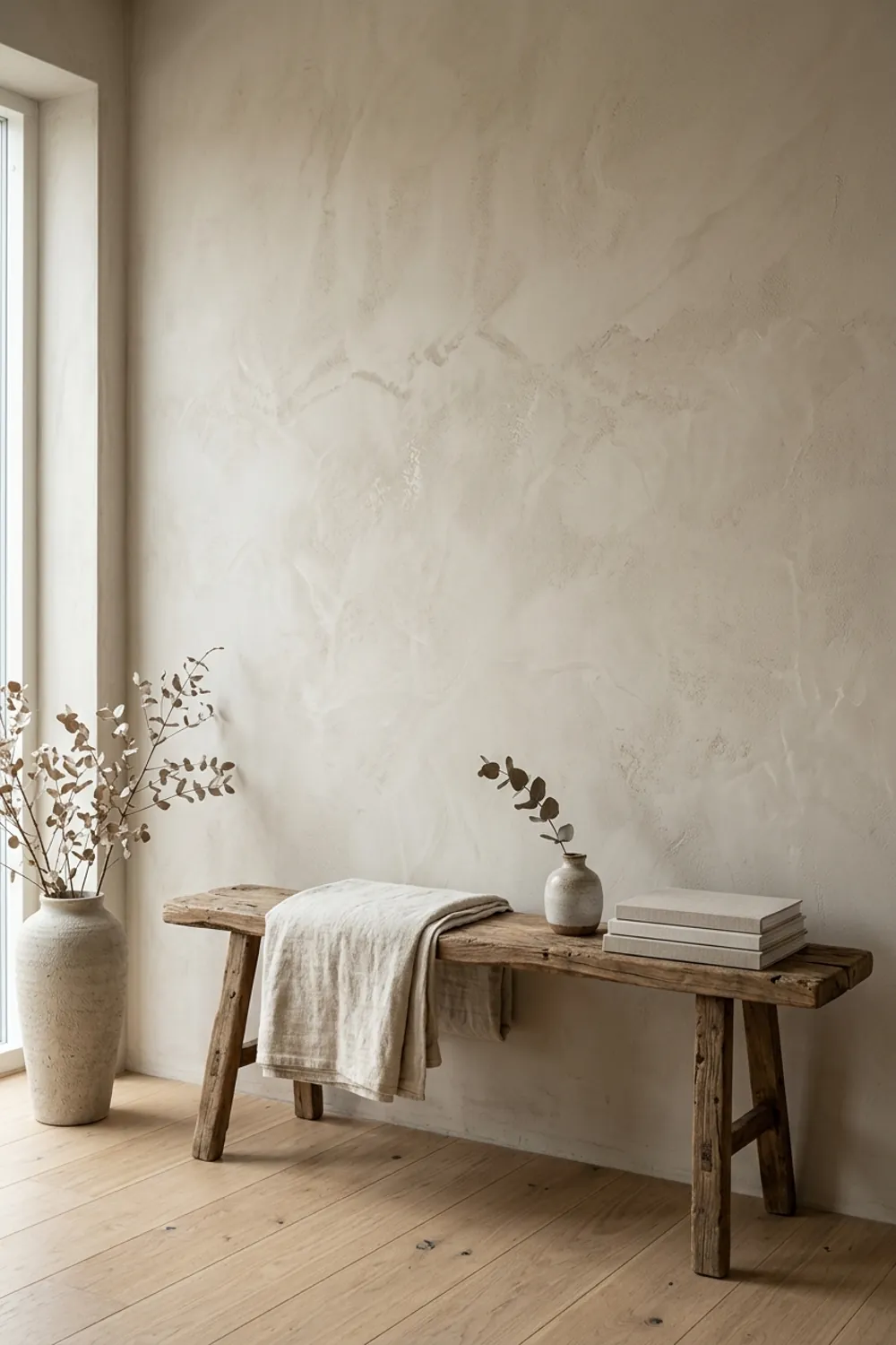 Limewash Walls and Raw Wood