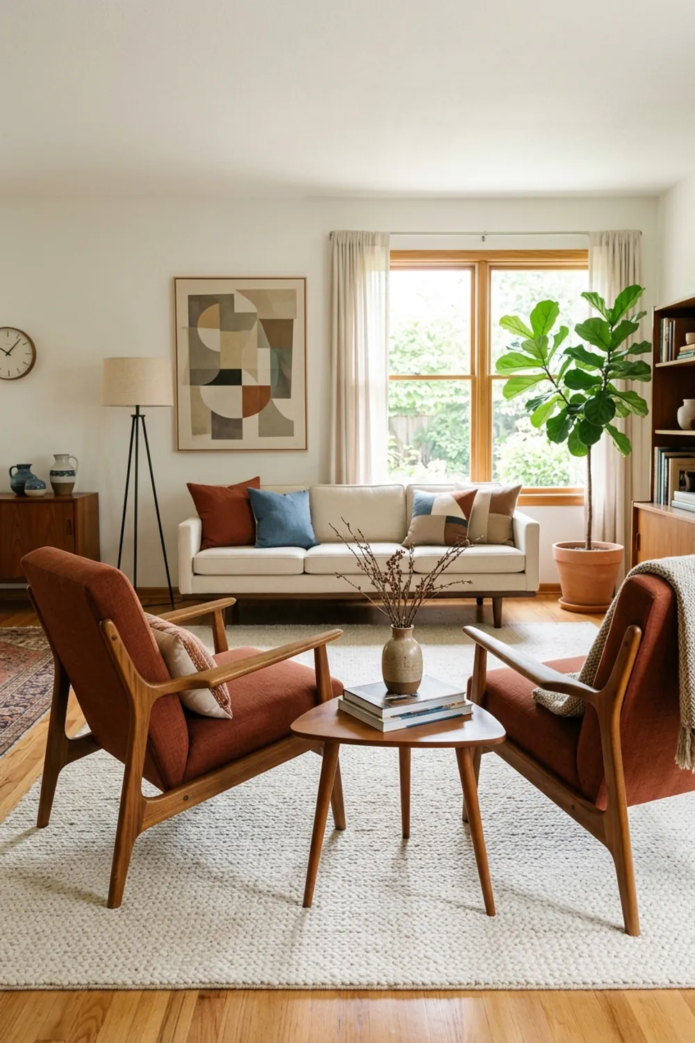 Mid Century Modern Rust Armchairs
