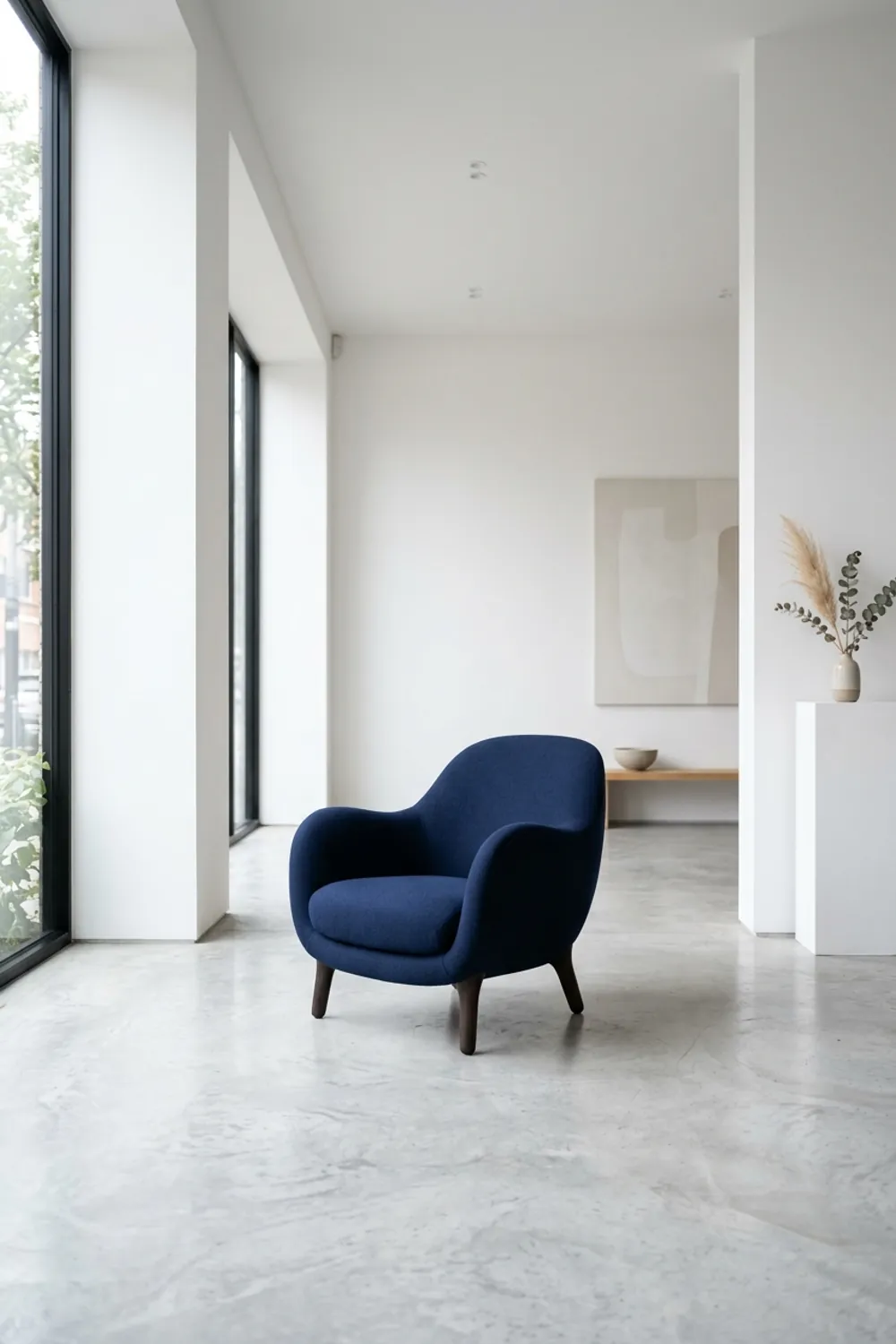 Minimalist Room with One Navy Object