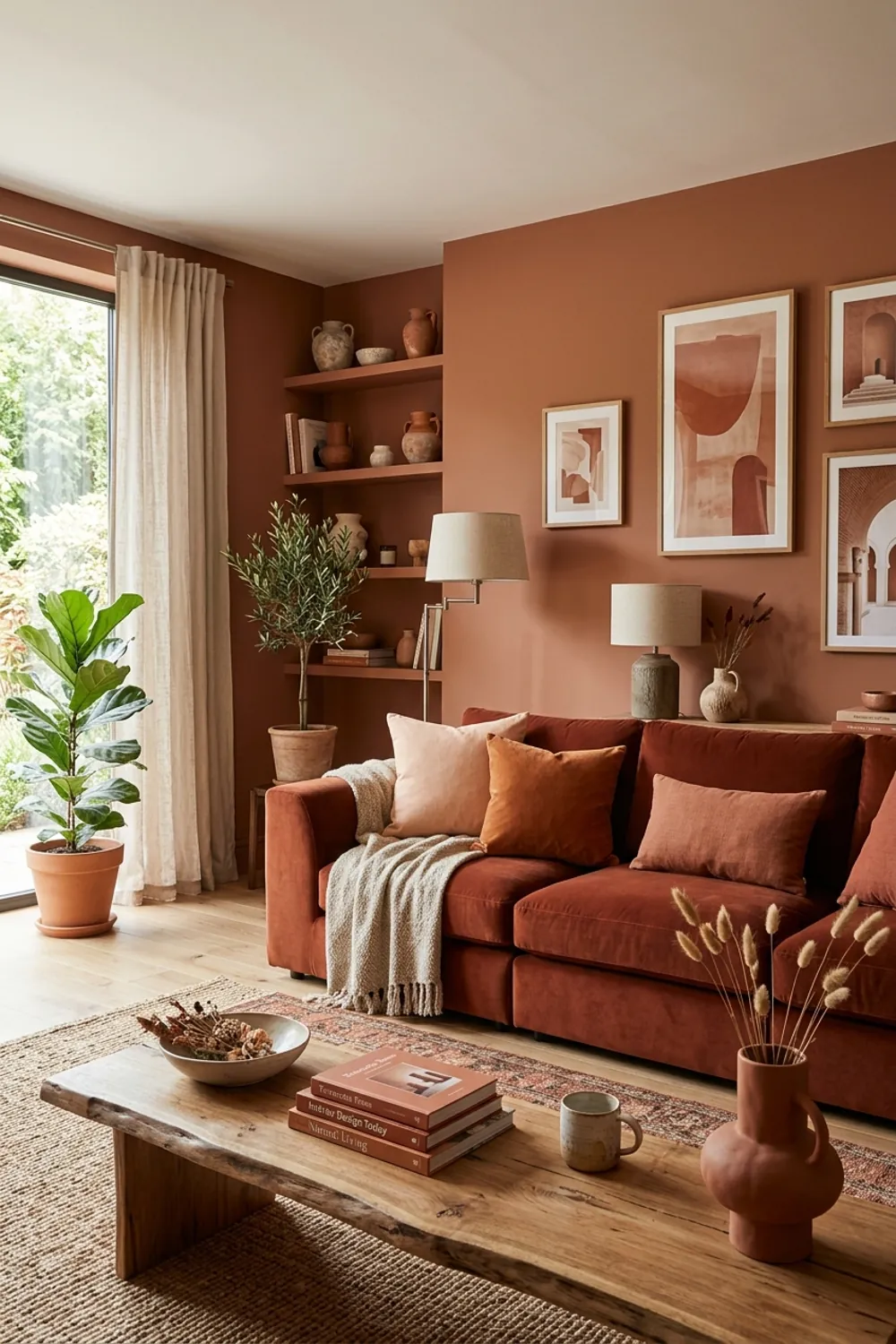 Monochromatic Terracotta Color Drenching