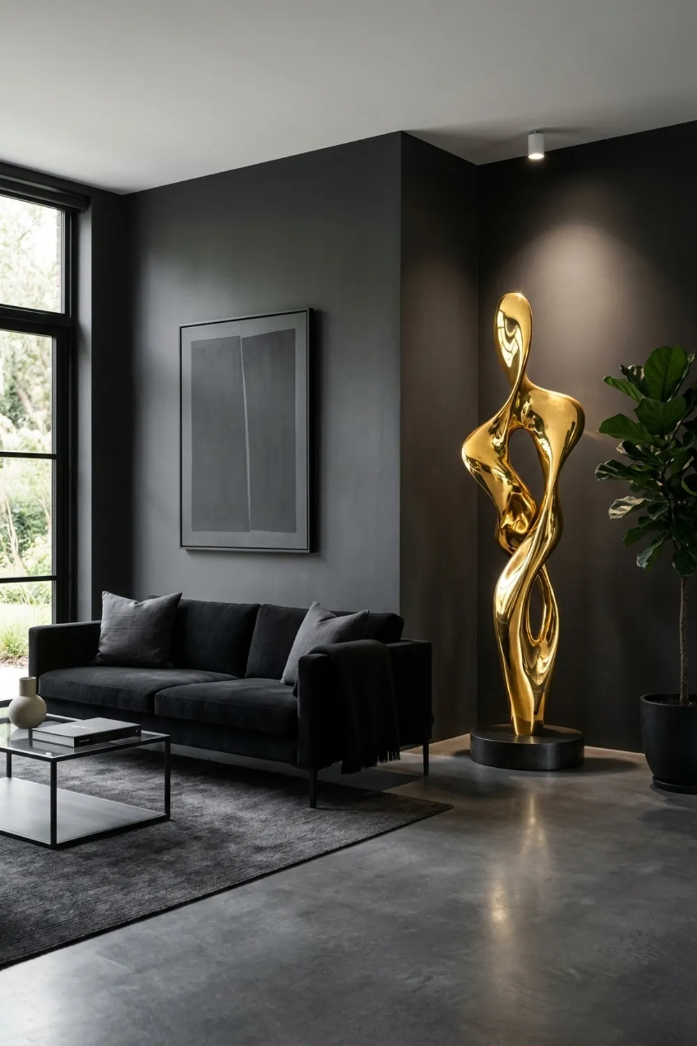 Monochromatic with a Gold Sculpture