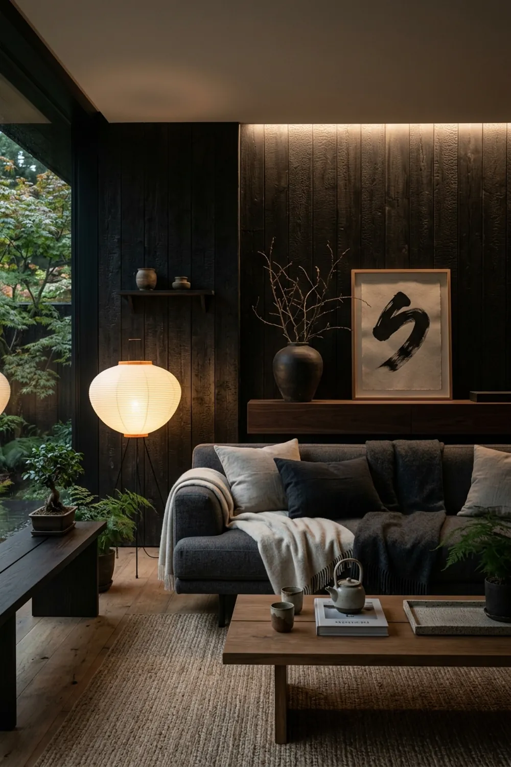Moody Charred Wood Accents