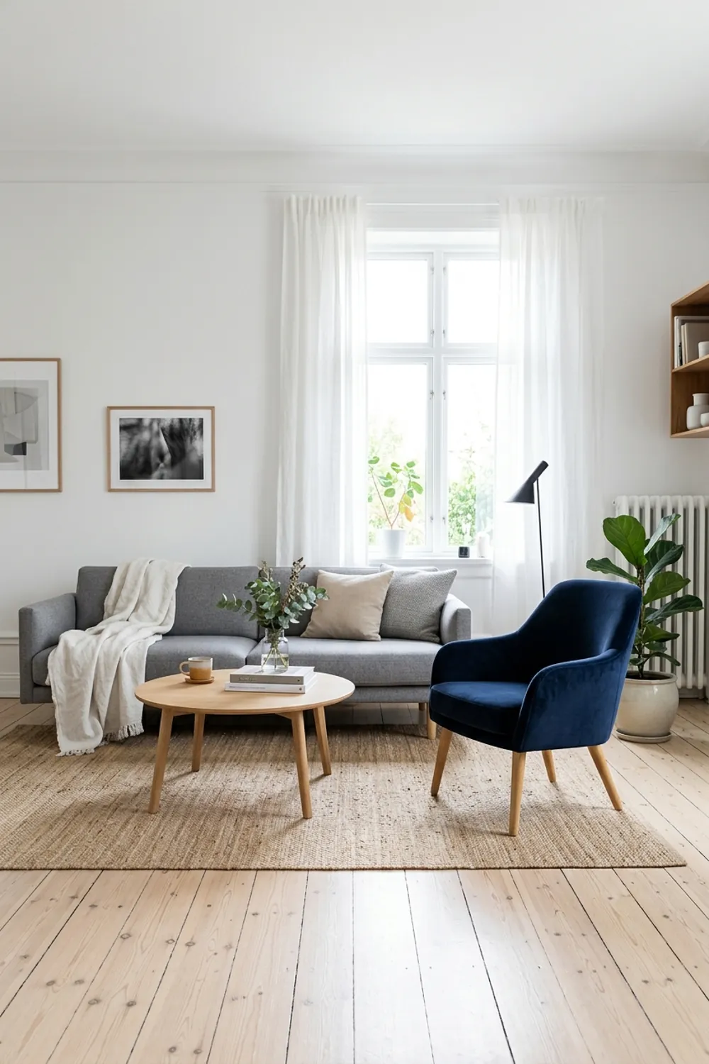 Navy Accent in a Scandinavian Room