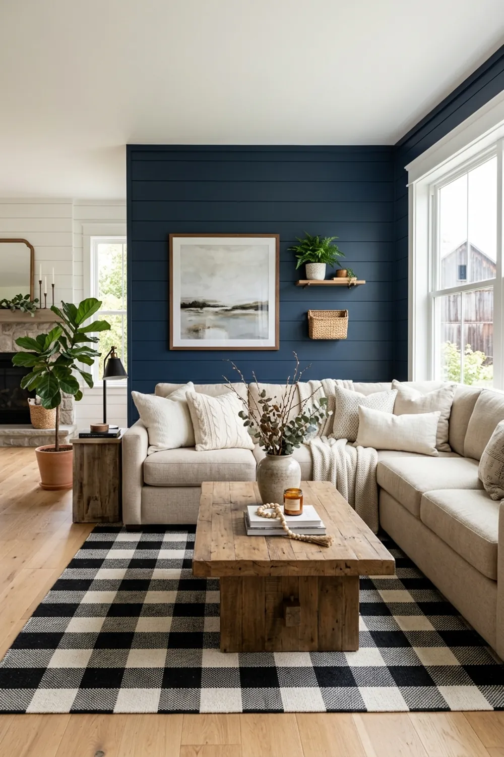 Navy Shiplap Farmhouse Wall