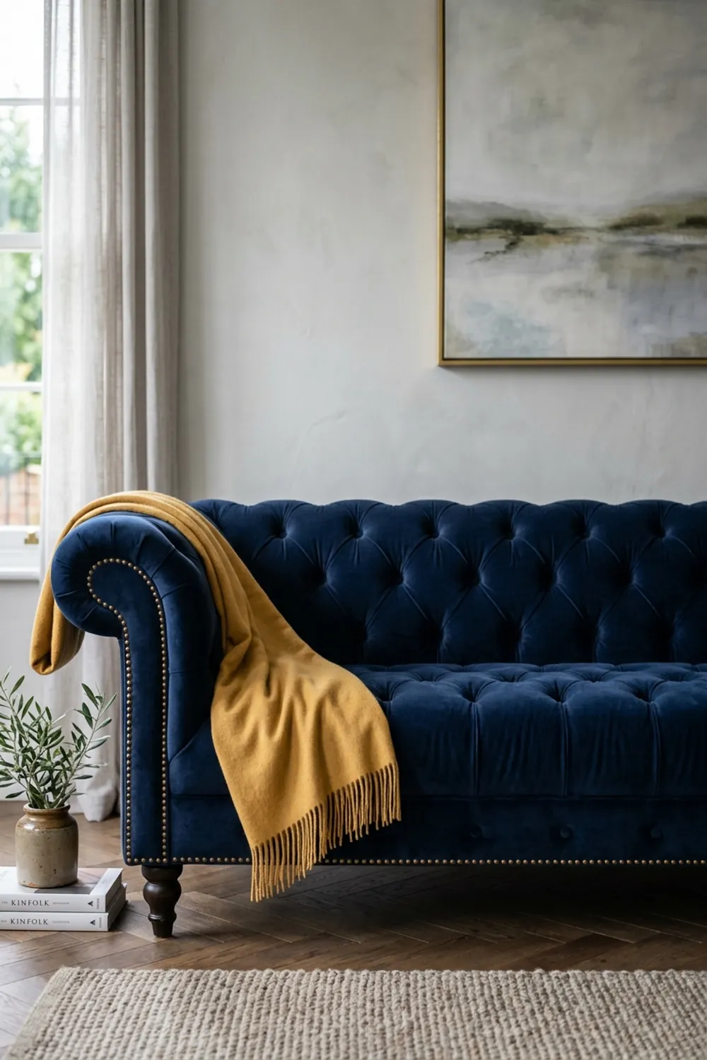 Plush Navy Velvet Sofa Statement