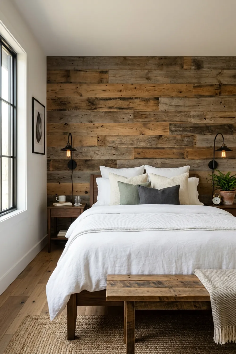 Reclaimed Wood Panel Accent Wall