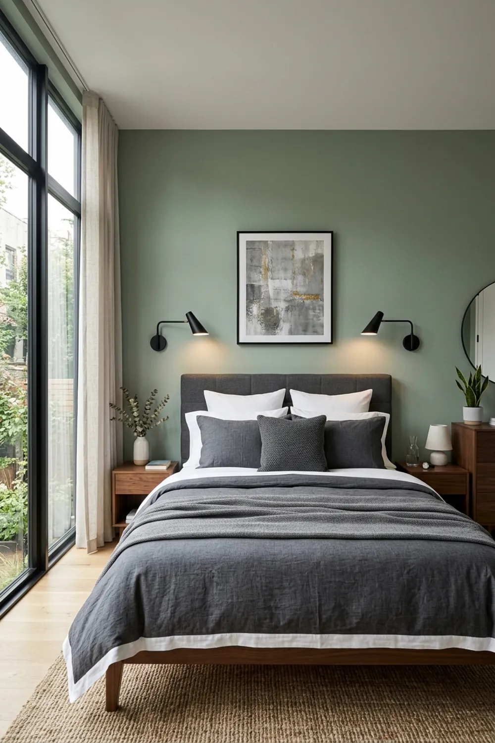Sage and Deep Charcoal Gray