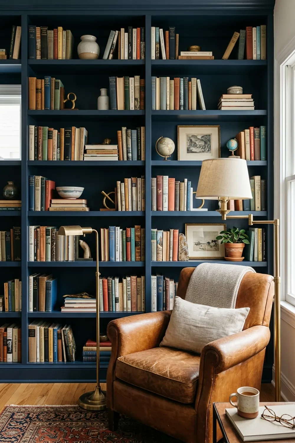 Scholarly Navy Built In Bookshelves