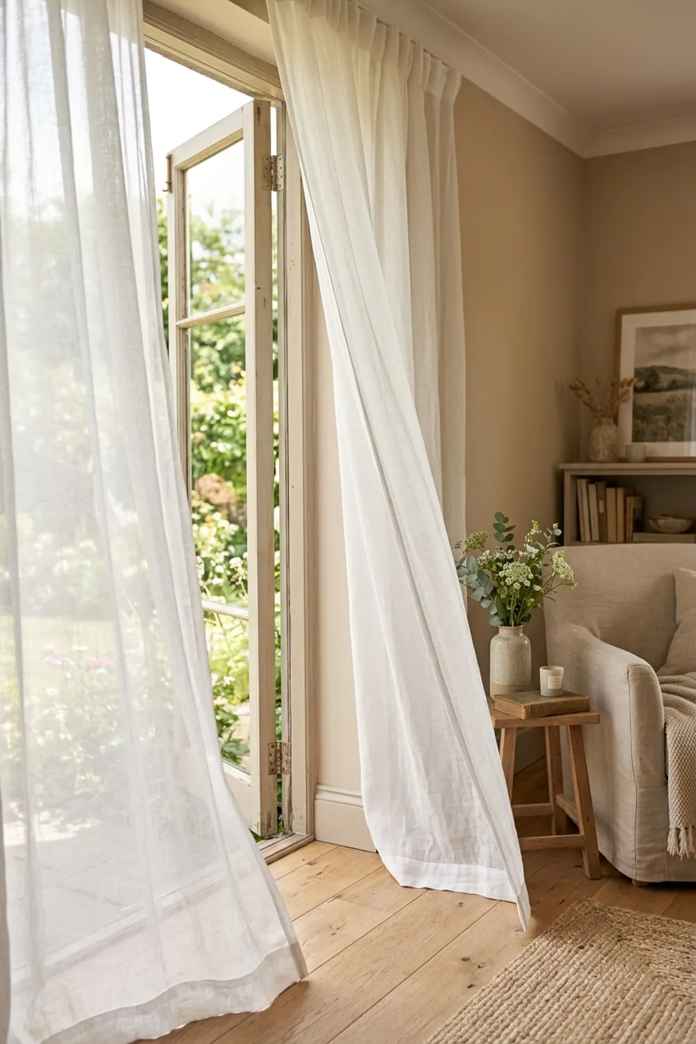 Sheer White Linen Curtains