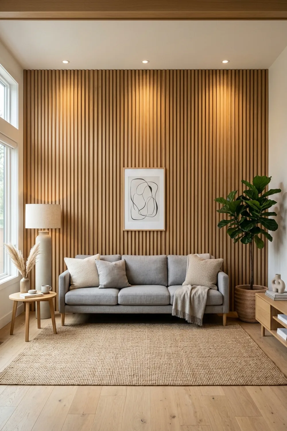 Slatted Wood Wall Feature