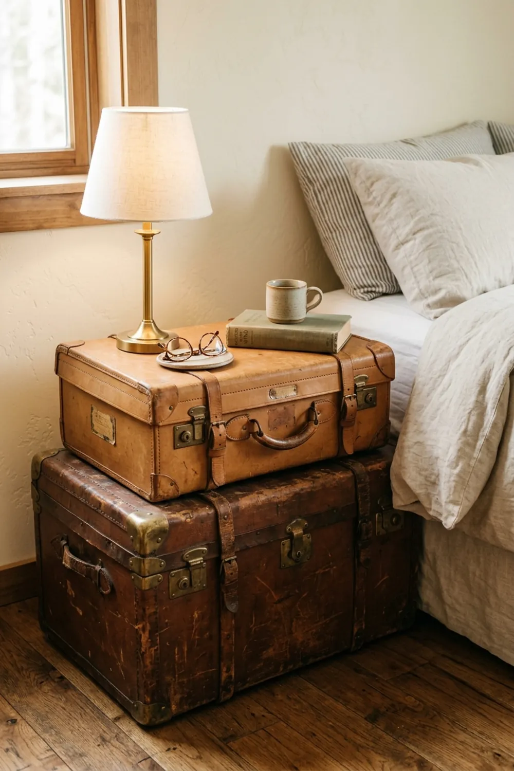 Stacked Vintage Trunk Nightstand
