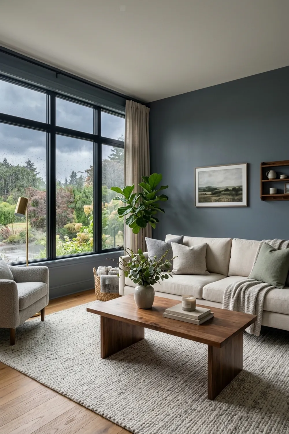 Stormy Blue and Natural Wood
