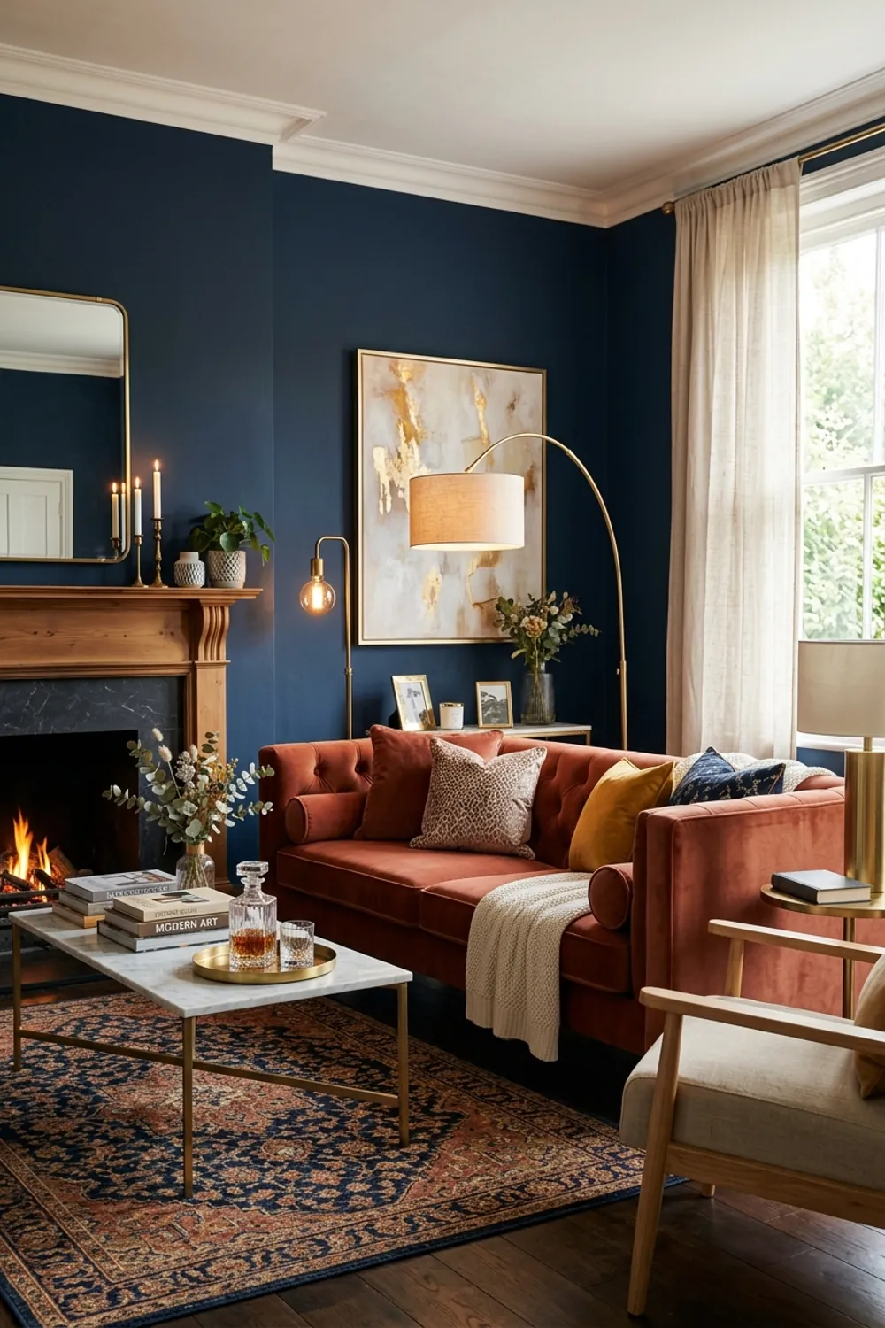 Terracotta and Deep Blue Contrast