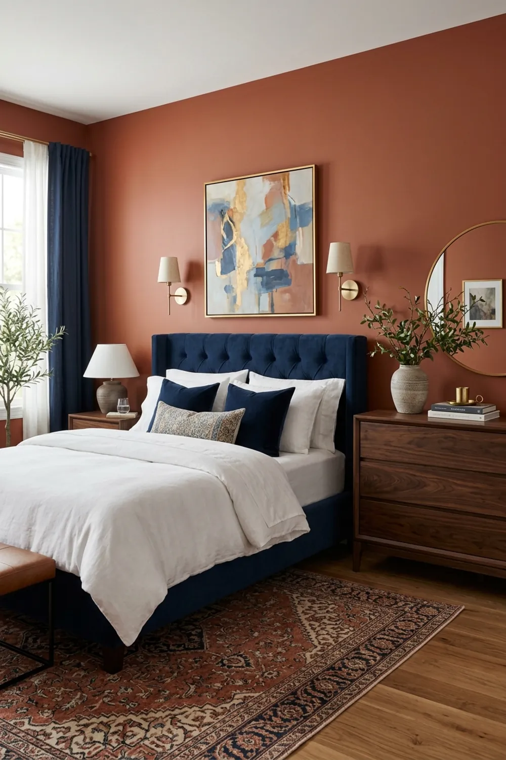 Terracotta and Navy Blue Sophistication