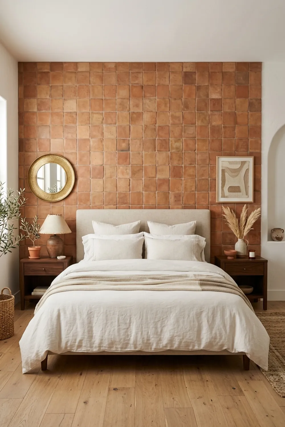 Terracotta Tiled Headboard Wall