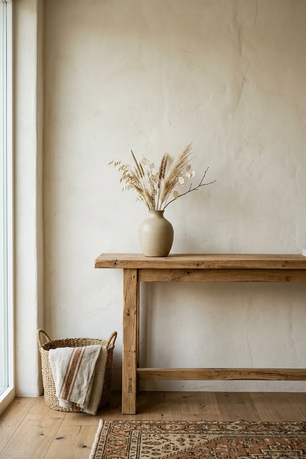 Textured Limewash and Raw Wood