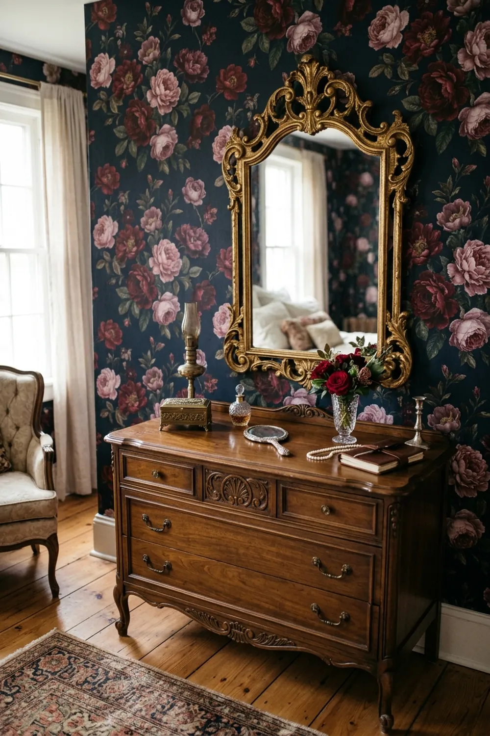 Vintage Eclectic with Dark Florals