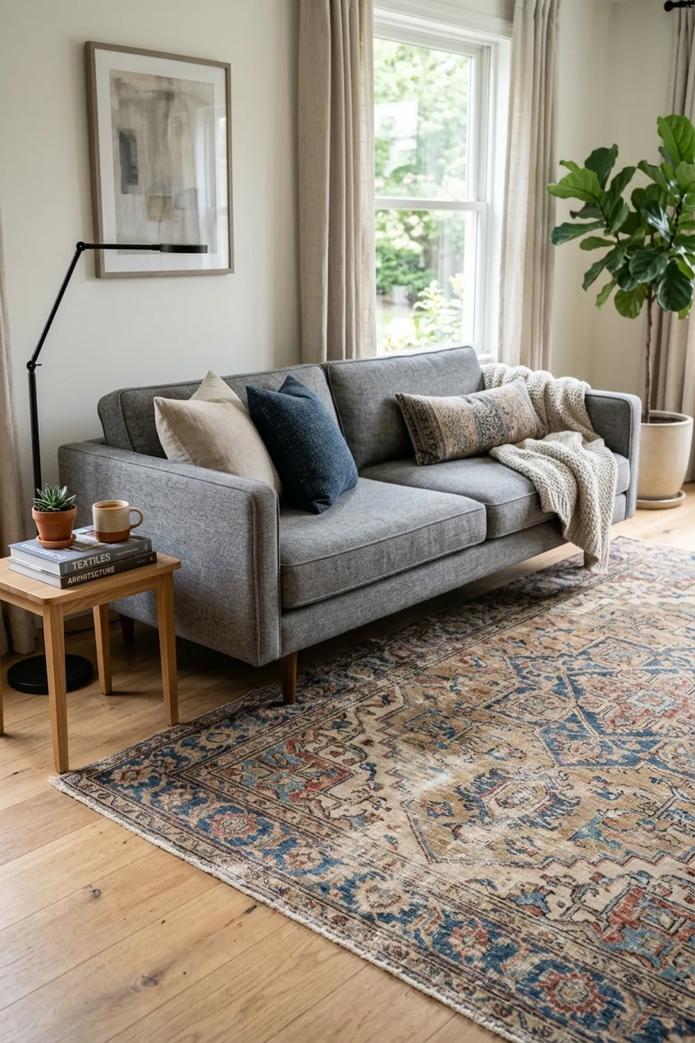 Vintage Rugs and Modern Furniture